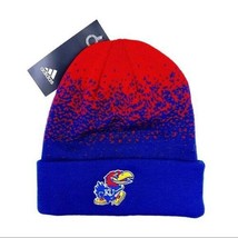 NWT New Kansas University Jayhawks Adidas Winter Hat Beanie Red Blue Mens Womens - $34.99