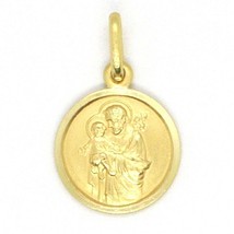 18K YELLOW GOLD ST SAINT SAN GIUSEPPE JOSEPH JESUS MEDAL MADE IN ITALY, 13 MM image 1
