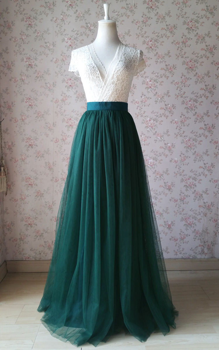 dark green long skirt