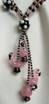 Pretty Pink Flamingos Fantasy Necklace Sweet Enticing USA Handmade Darling Bling - $82.99