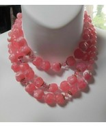 Vintage Triple Strand Soft Pink Bead Necklace Estate Find - $55.00