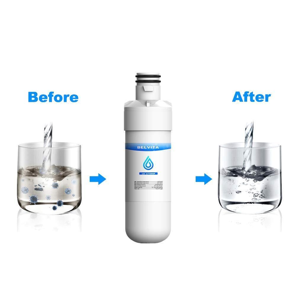 BELVITA LT1000P Refrigerator Water Filter Replacement, Compatible with LG LT1000 Water Filters