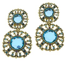Heidi Daus How Suite It Is Crystal Drop Earrings Blue Color - $65.44