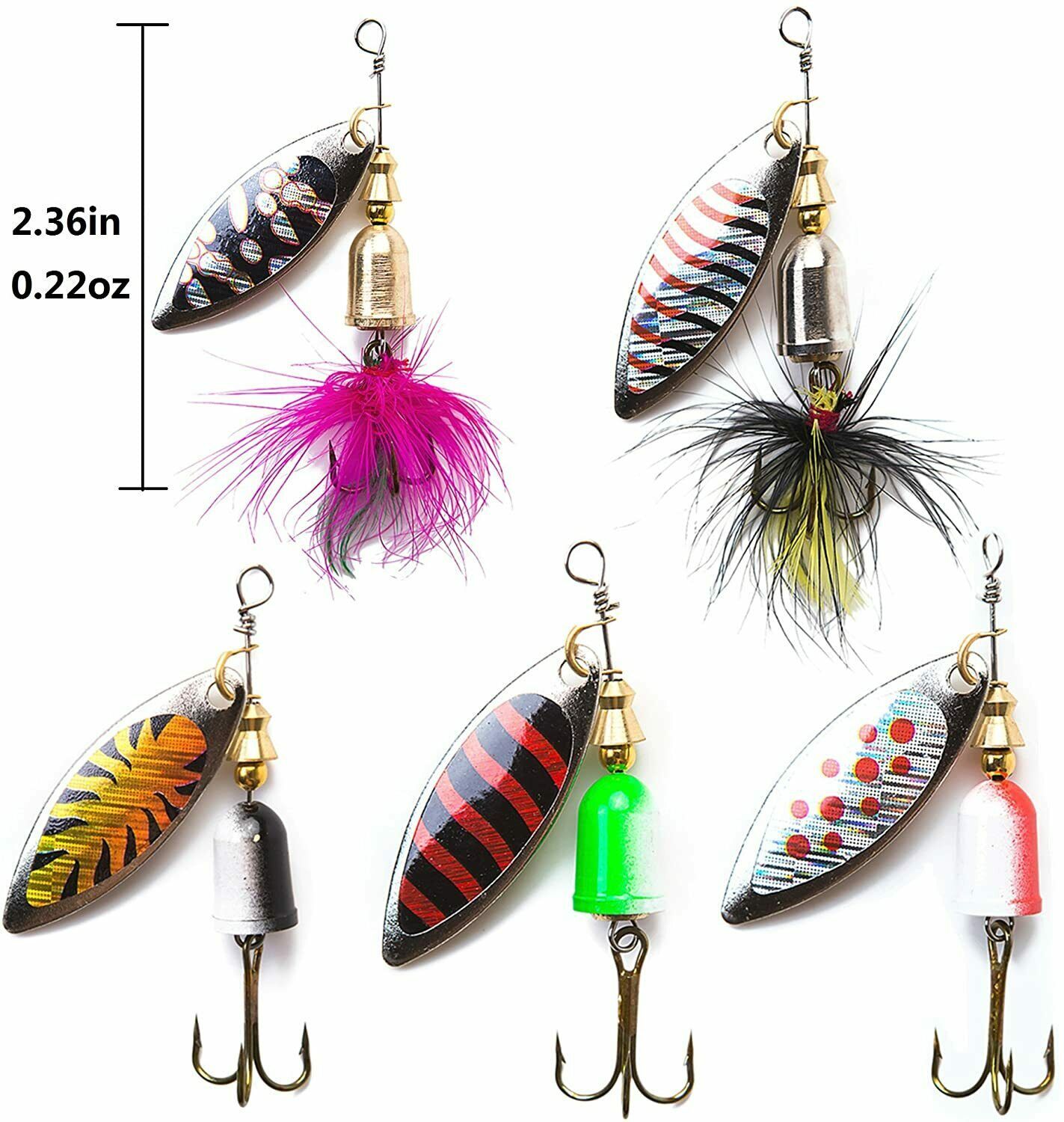 10pcs Fishing Lures Spinner Bait for Bass Trout Salmon Hard Metal Kit ...