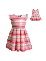 Girl 4-12 and 18" Doll Matching Striped Shantung Dress Outfit fit American Girl - $27.99