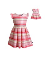Girl 4-12 and 18&quot; Doll Matching Striped Shantung Dress Outfit fit Americ... - $27.99