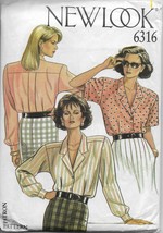 New Look 6316 Women Blouses, Tops, Long or Short Sleeves, Sizes S M L, Vintage - $14.00
