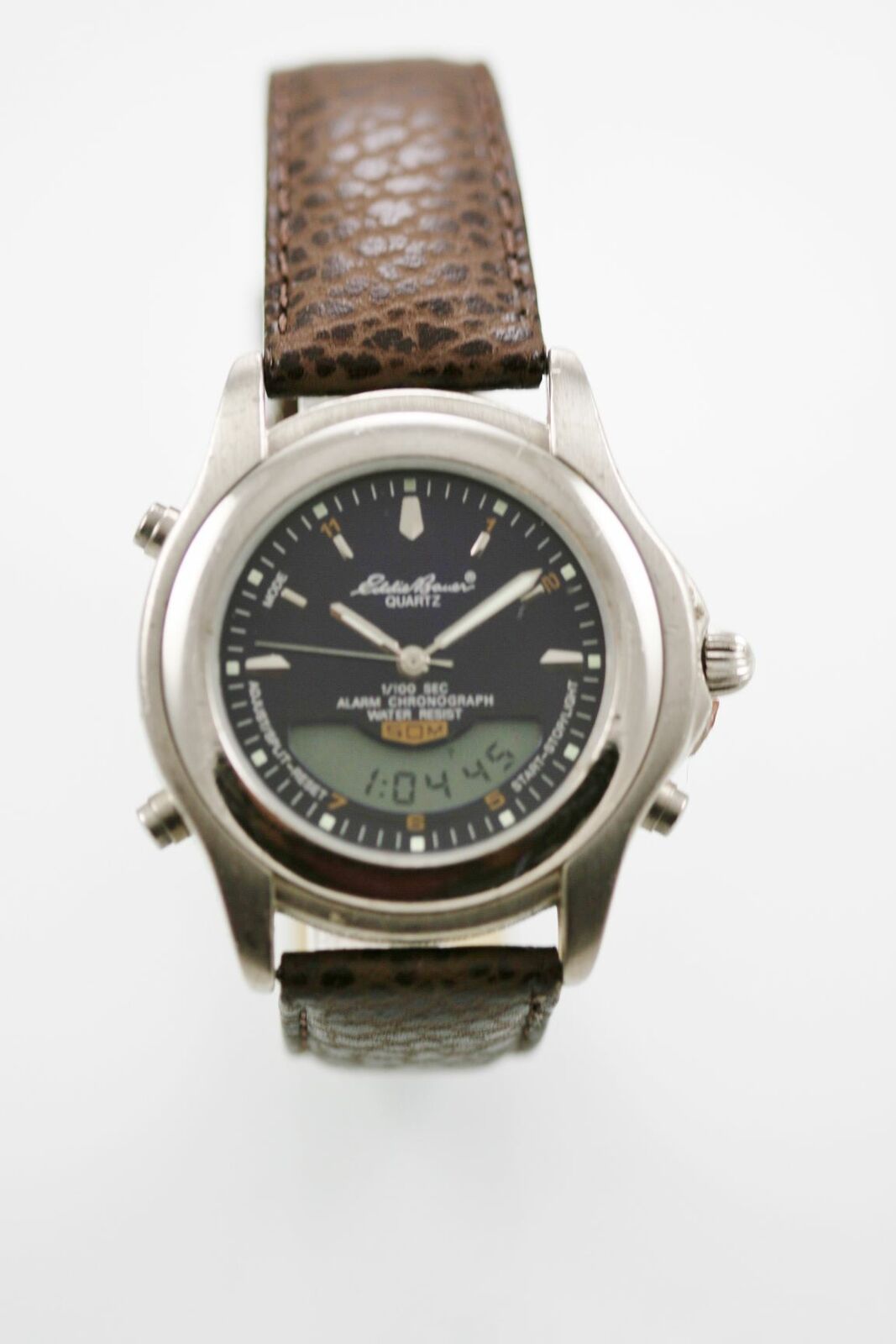 Eddie Bauer Watch Mens Chro Alarm Date 24hr Silver Stainless