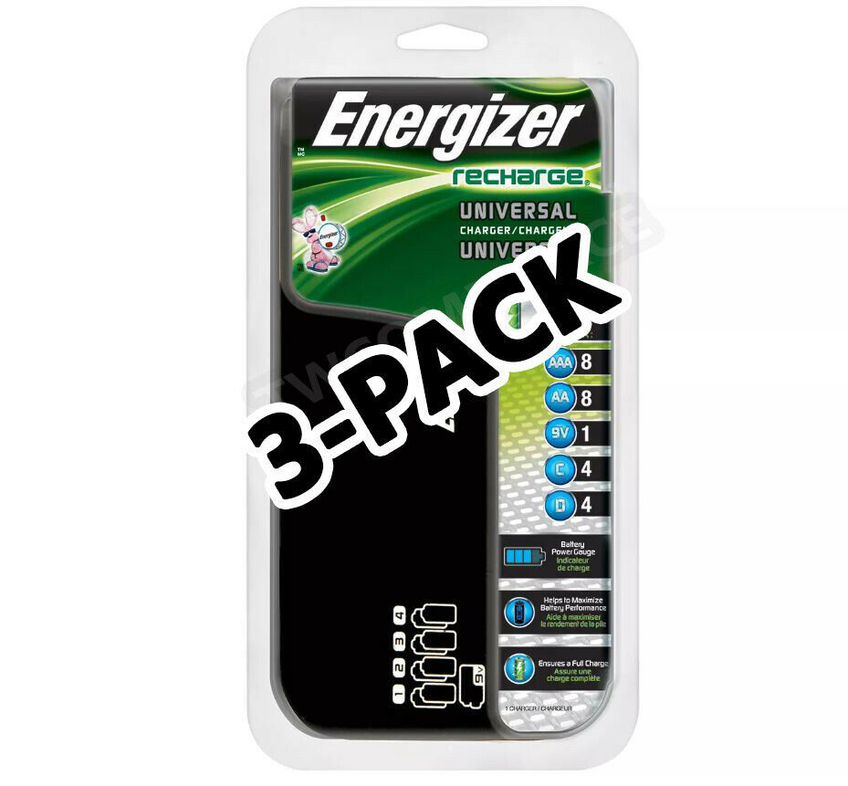 ⚡ ENERGIZER RECHARGE UNIVERSAL BATTERY CHARGER CHFC AAA AA 9V C D (3