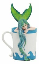 Amy Brown Nautical Fantasy Morning Bliss Pretty Mermaid In Coffee Cup St... - $33.99