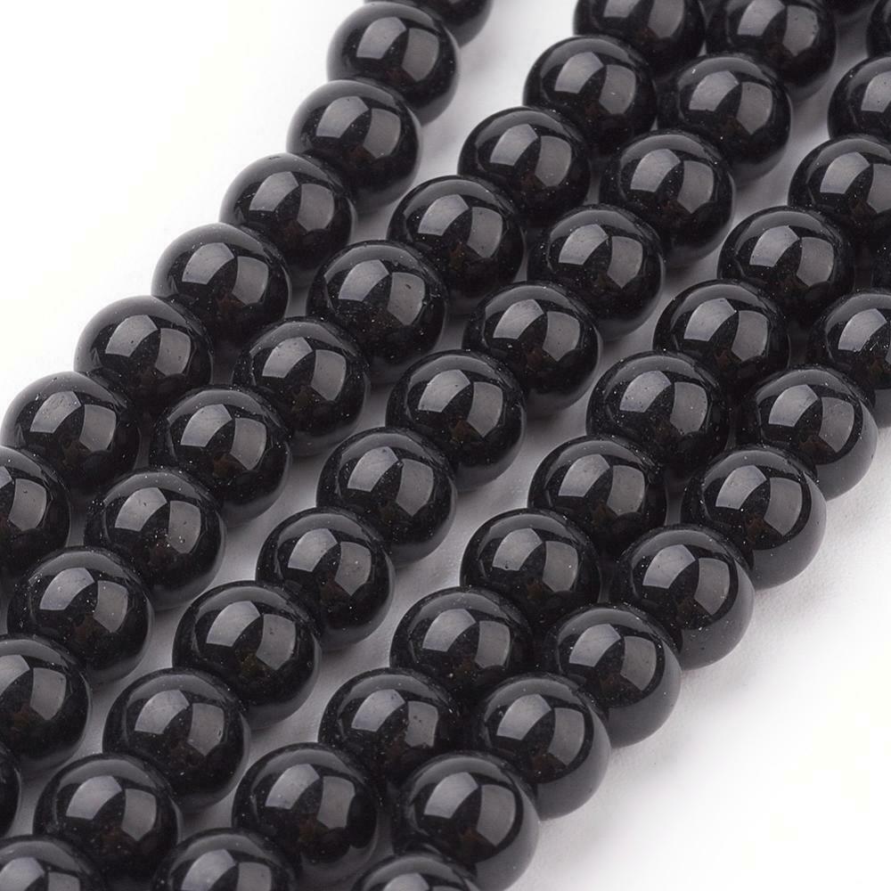 140 Glass Pearls Black Beads 6mm BULK Double Strand 32 Wholesale Supplies