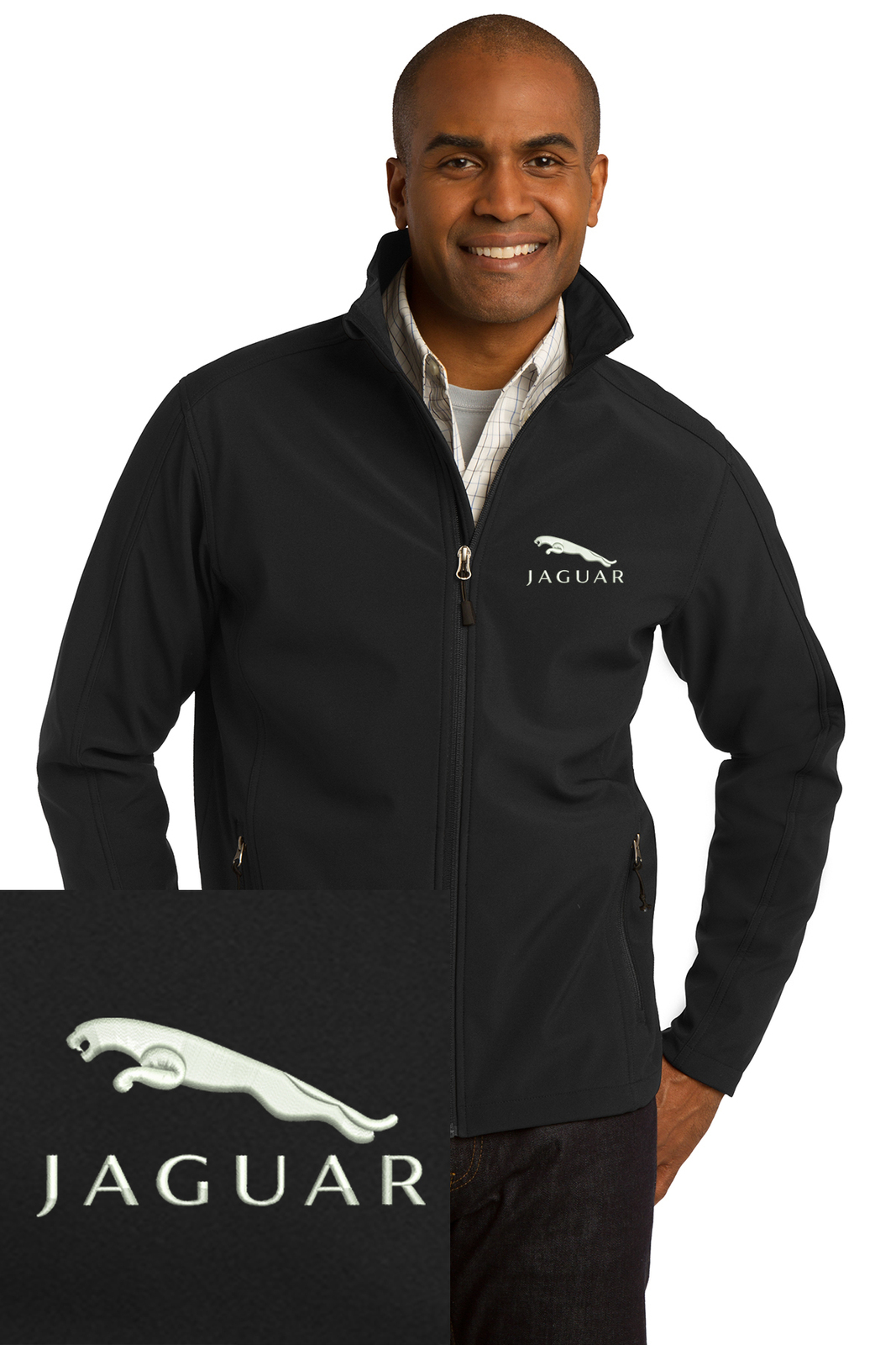 Jaguar logo Black Embroidered Port Authority Core Soft Shell Jacket