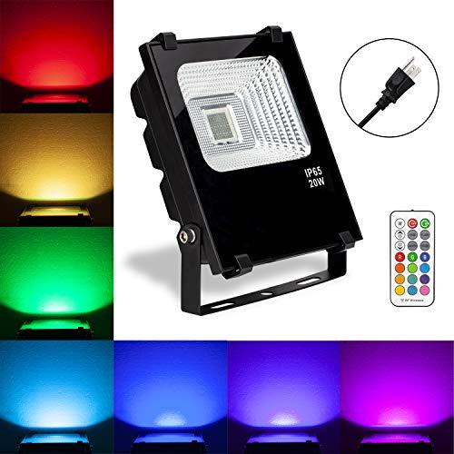 LED Floodlight Outdoor, 20W Color Changing Flood Light Landscape Lamp