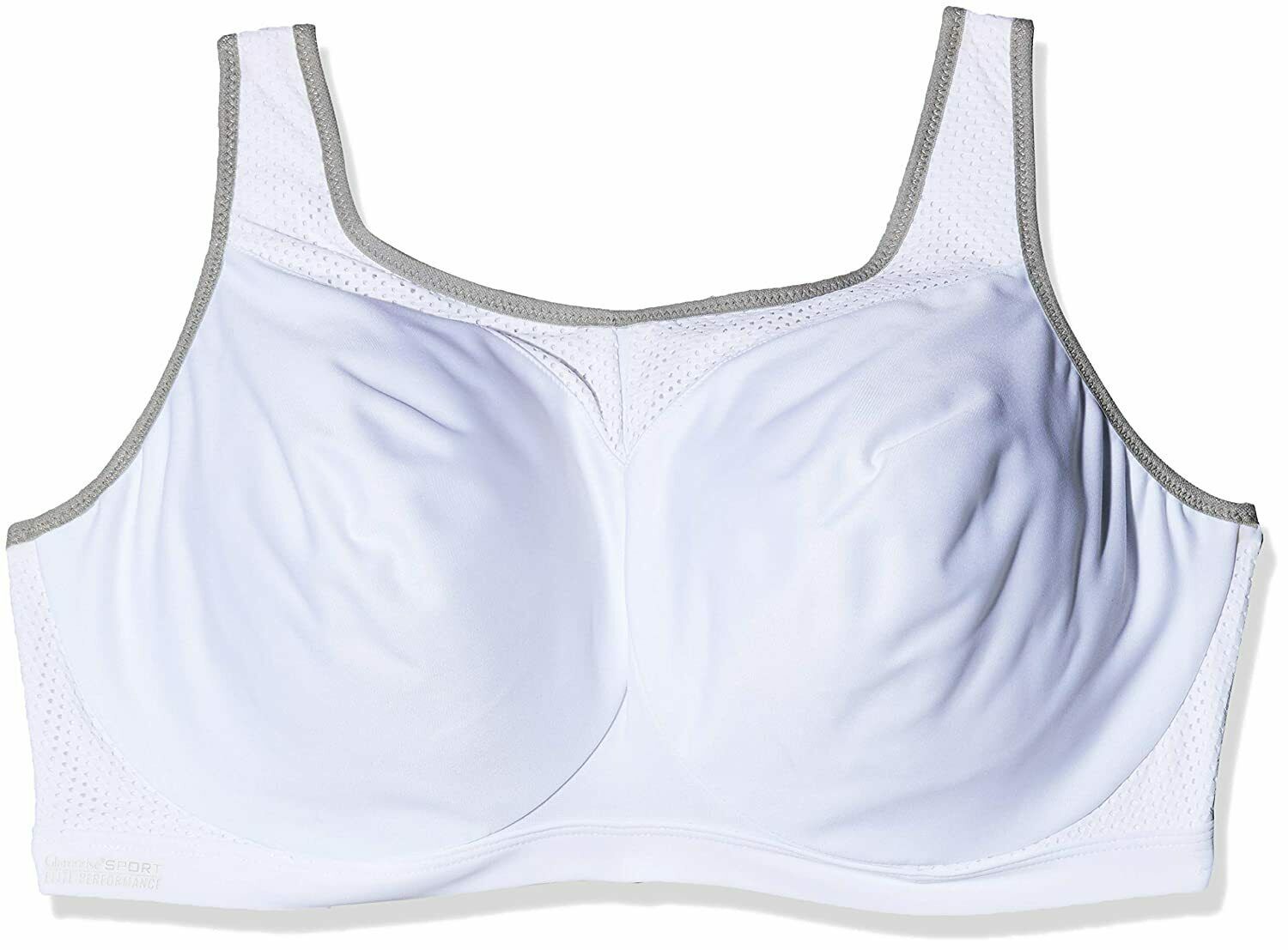 Glamorise White Grey High Impact Wonderwire Sports Bra Us 34h Uk 34ff