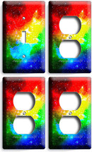 Space Galaxy Stars Rainbow Nebula Cloud 1 Light Switch 3 Outlet Plate Room Decor - $36.26