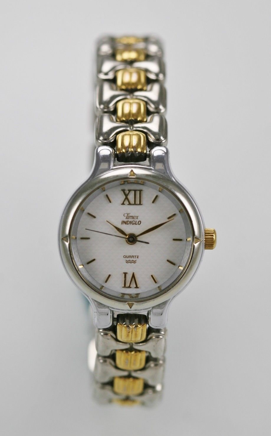 Timex Indiglo Watch Womens Stainless Silver Gold Light Water Resist ...