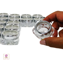 Cosmetic Jars Beauty Lip Balm Containers Silver Trim Acrylic Lid 10 Gram... - $19.95