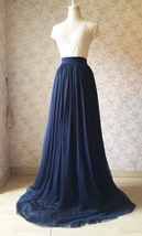 Navy Extra Long Tulle Skirt Wedding Full Maxi Wedding Bridesmaid Skirt Plus Size image 2