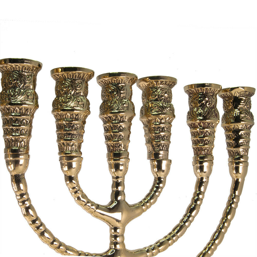 Jewish 7 Branched Candlestick Hanukkah Menorah Vintage Design Israel 11