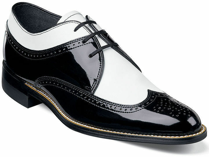 Two Tone Black White Cont Derby Brogue Toe Wing Tip Real Leather Shoes US 7-16