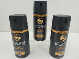 3 Axe Gold Temptation Long Lasting 48 Hr Fresh Deodorant Body Sprays Set Lot NEW - $29.69