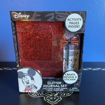 New Disney Minnie Mouse Journal Red Glitter Gift Set Activity Sheets Kids - $15.83