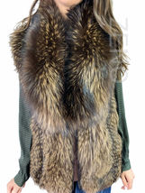 Dyed Silver Fox Fur Vest For S M L Size Vest with Zipper + Additional Scarf image 8