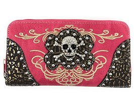 Rhinestone Embroidered Skull Leather Concealed Carry Handbag&Wallet in 6 colors