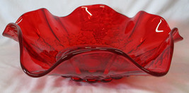 L G Wright Ruby Round crimped Paneled Grape Center Serving Bowl 14&quot; - $178.09