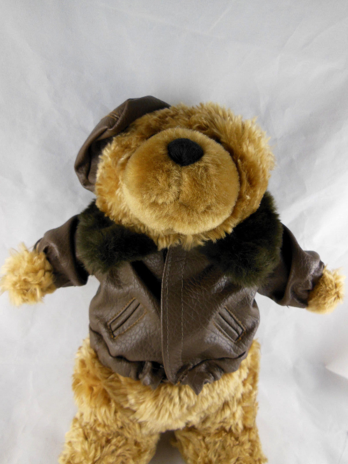 Fine Toy Co Standing Teddy Bear Faux Leather Jacket w Driver Hat ...