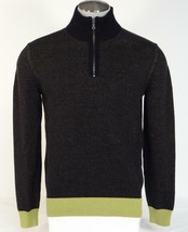 Calvin Klein Black & Green 1/2 Zip Mock Neck Cotton Sweater Mens NWT - $56.24