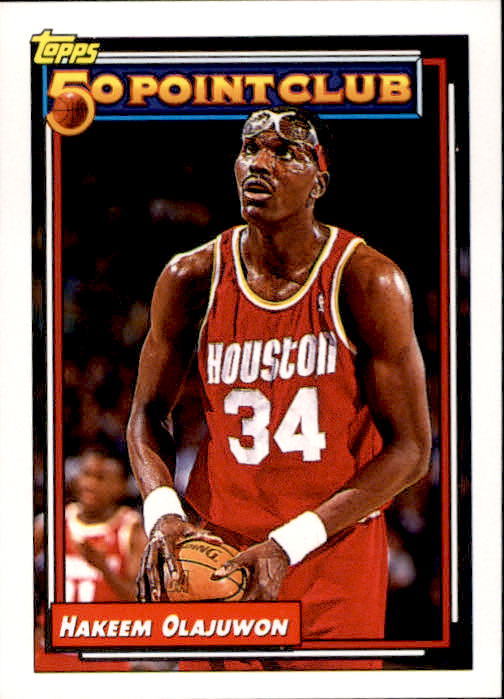 Hakeem Olajuwon 199293 Topps 50 Point Club Card 214 Basketball Cards