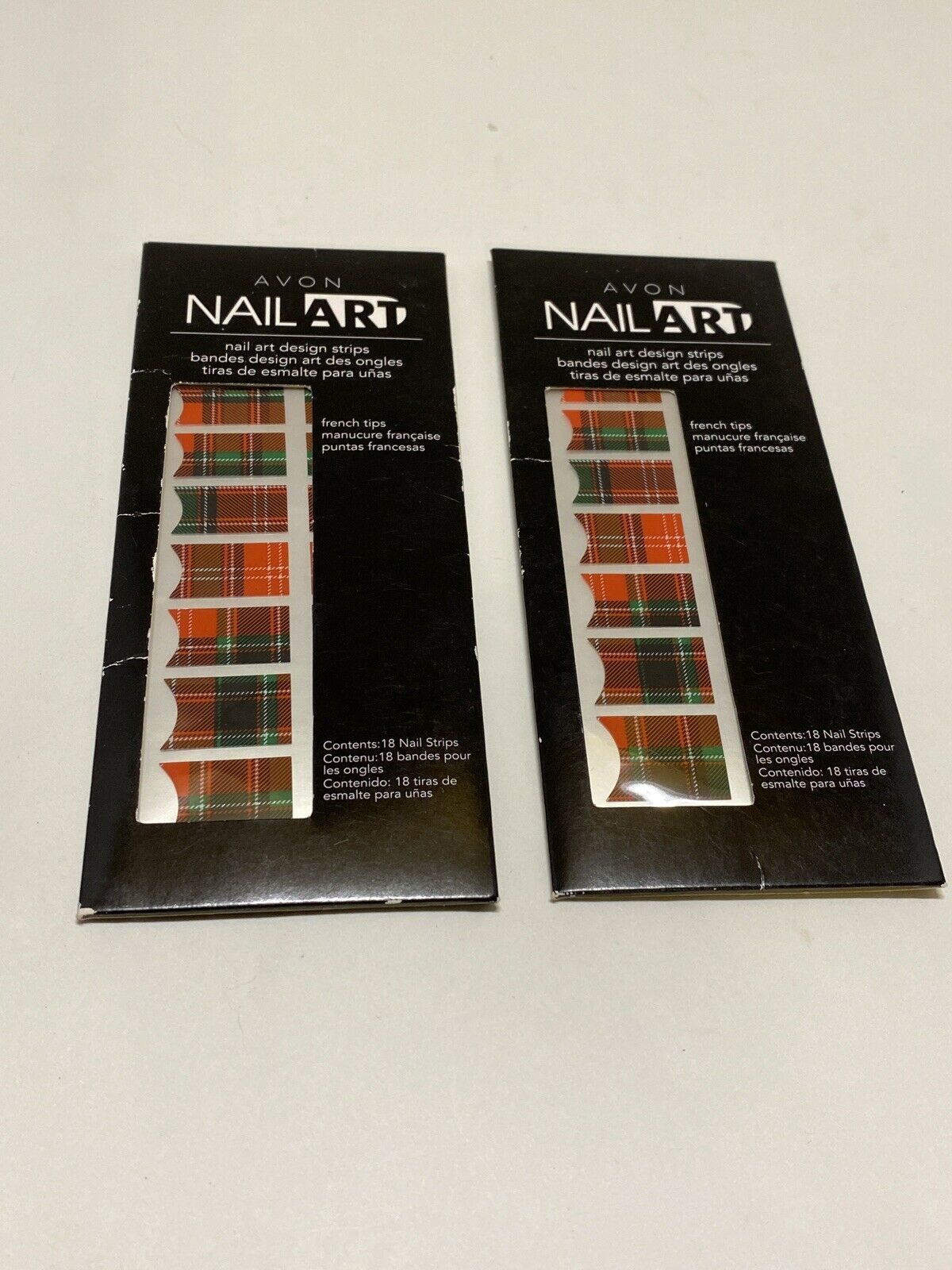 AVON Nail Art Design Strips Scottish Totally Tartan Red Plaid Set 36 Strips - $12.99