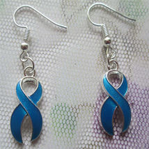 Blue Ribbon Earrings #9588 >> Combined Shipping - $3.25