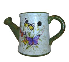 Butterfly Tart Candle Burner Watering Can Design Turquoise 6.5" High Ceramic image 1