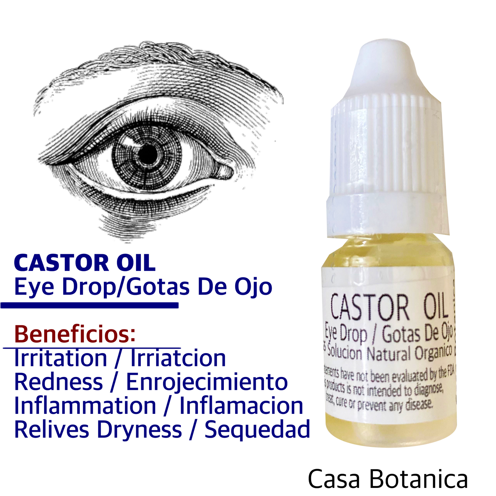 Castor Oil Eye Drops Organic Cold Pressed Non Gmo Hexane Free Casa Botanica Eye Drops And Wash