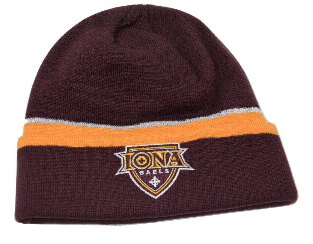 Adidas Iona College Gaels NCAA Striped Knit Cuffed Winter Watch Cap Hat