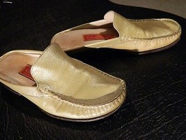 COLE HAAN Pebbled Cream Metallic Leather Womens Slip On Loafer Size 5C  - $34.16