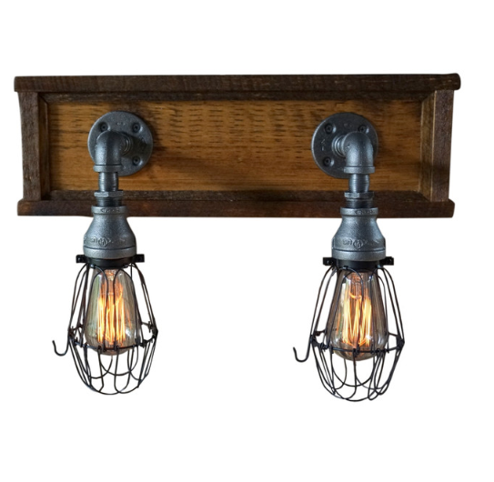 Farmhouse Bathroom Vanity 2Light, Rustic Country Bath Accessories