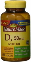 NATURE MADE D3, 2000 IU, Tablets, 400 Count - $50.49
