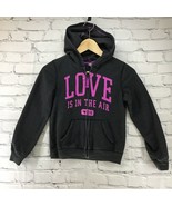 Old Navy Sweatshirt Hoodies Girls Sz M (8) Gray Pink Love Is In The Air - $17.82