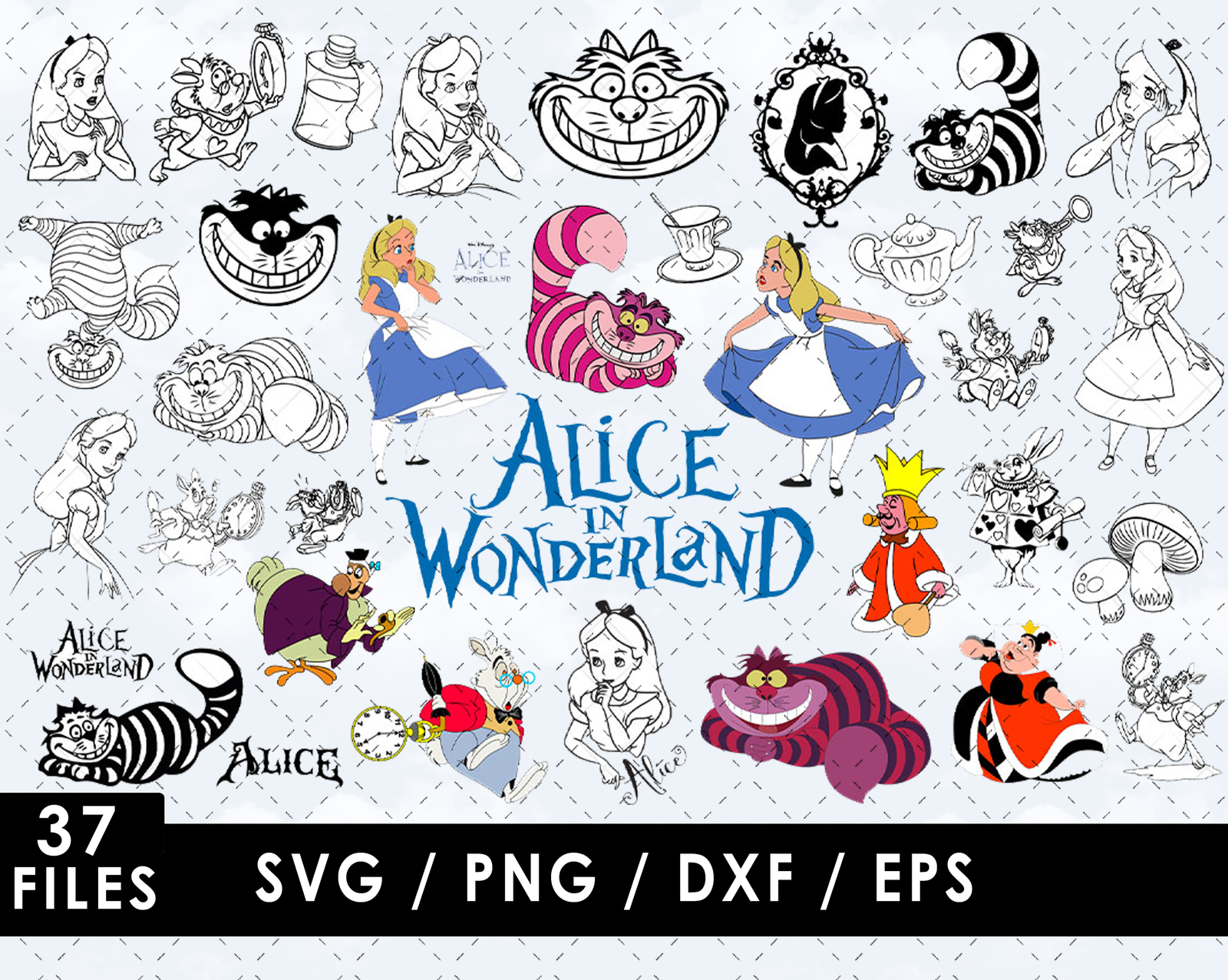 Alice In Wonderland Bundle Layered SVG, Cricut, Cut File, Layered ...