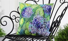 Decorative Throw Pillow Purple Hydrangea 18" x 18" UV50 Sun Weather Resistant