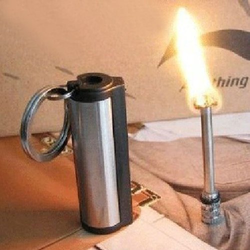 Survival Camping Hiking Emergency Fire Starter Flint Match Lighter KeyChain - Bl