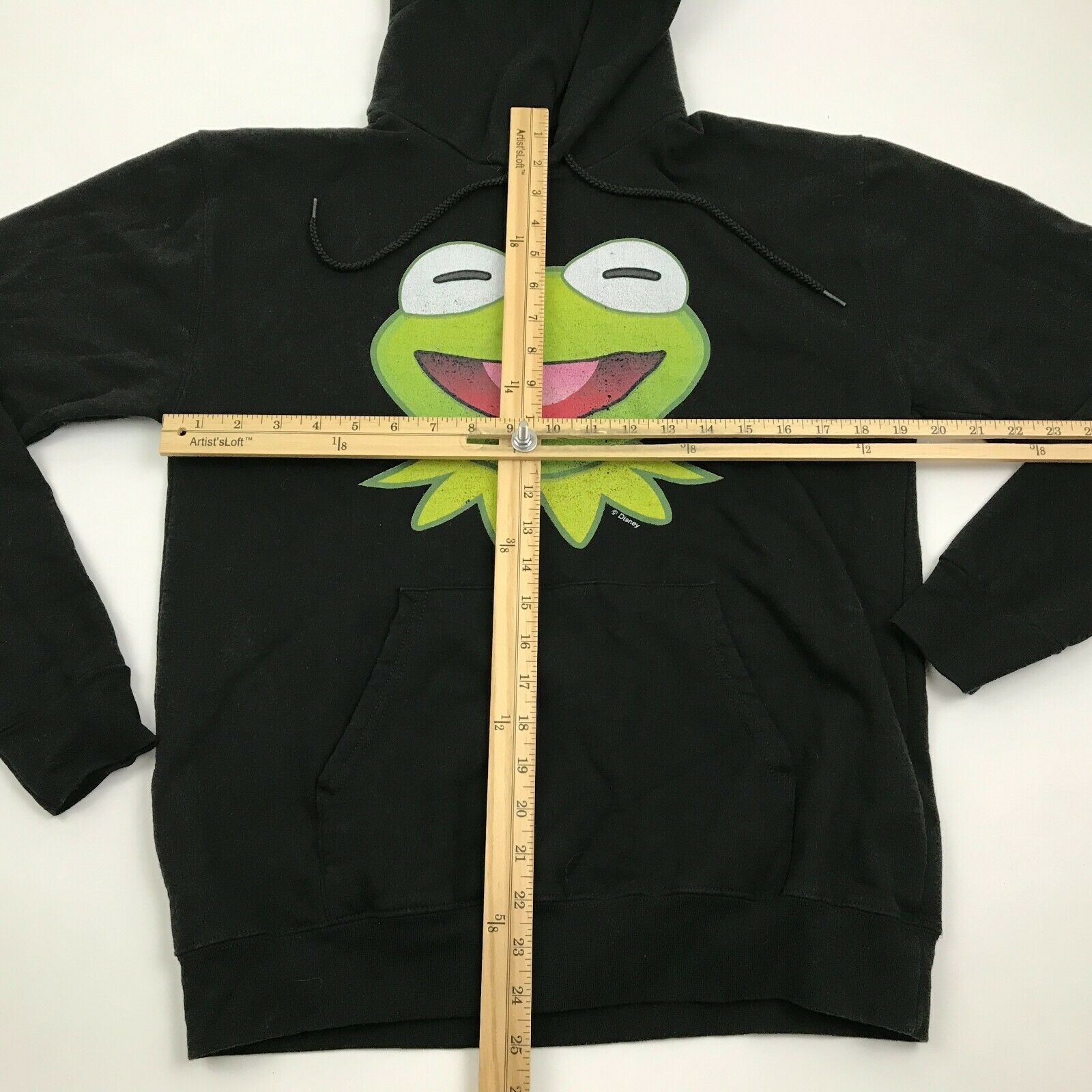 Kermit The Frog Hoodie Sweatshirt Size Medium Adult Black Green Hooded ...