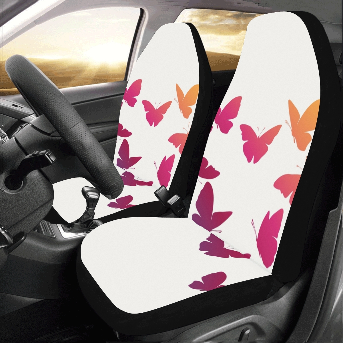 Painting Colorful Flying Butterfly Universal Fit Auto Drive Car Seat