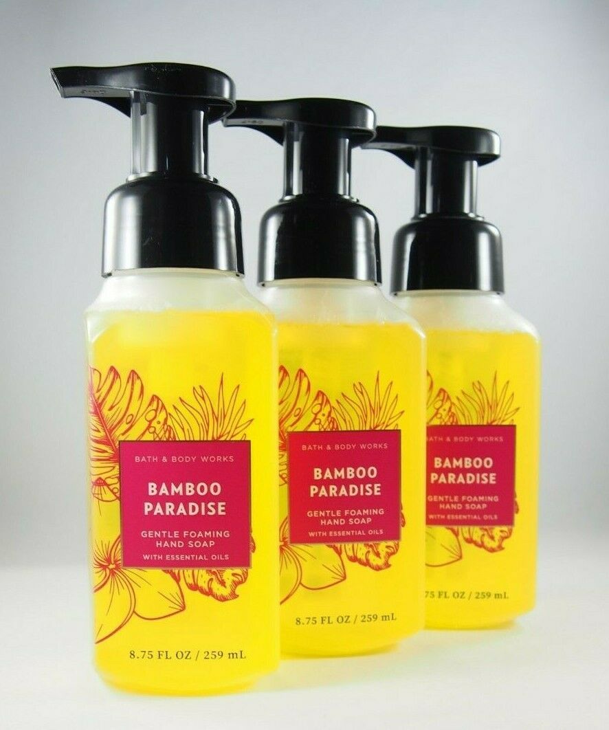 (3) Bath & Body Works Pink Yellow Bamboo Paradise Foaming Hand Soap 8.75oz New