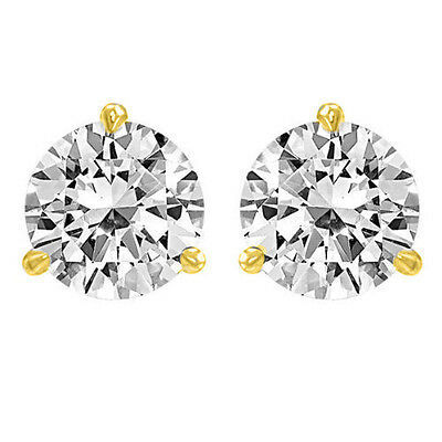 3CT Round Solid 18K Rose Gold Brilliant Cut Martini ScrewBack Stud Earrings