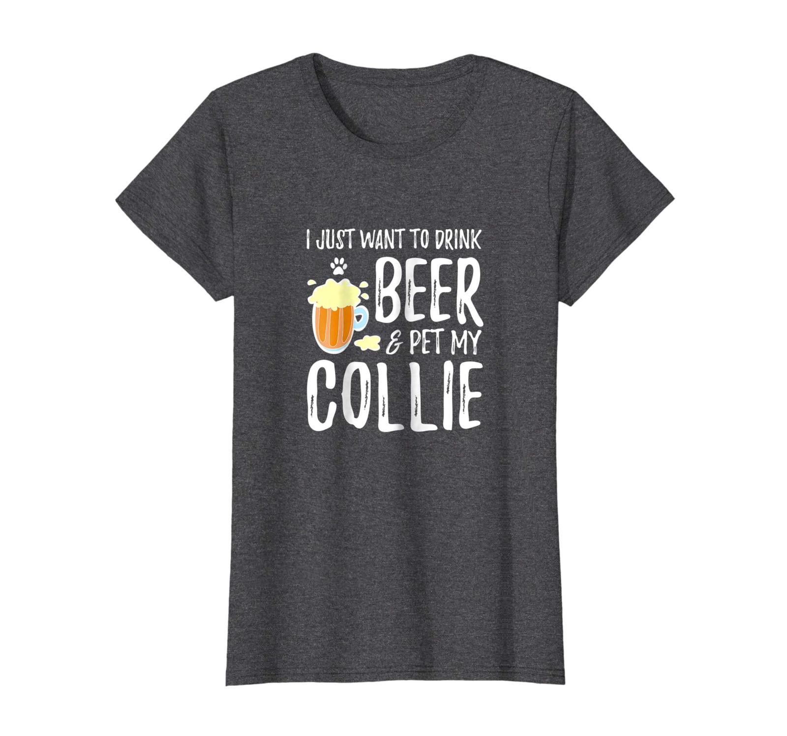 Dog Fashion - Beer and Collie Shirt Funny Dog Mom or Dog Dad Gift Idea Wowen