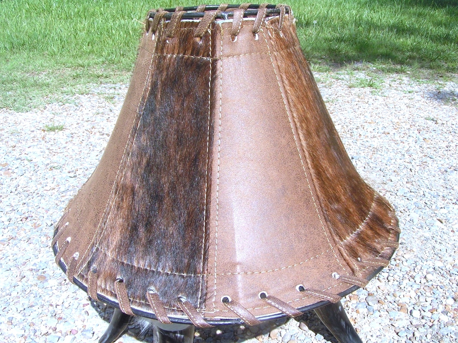 Western Cowhide and Leather Lamp Shade 0177 bz - Lamp Shades